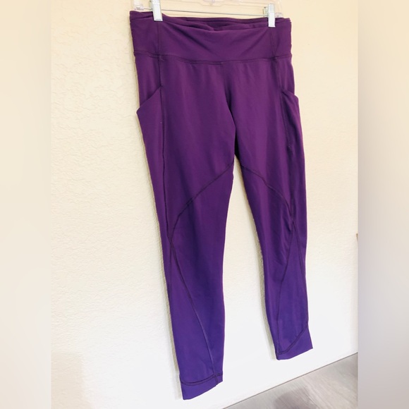 Size 10 lululemon mesh legging. Purple Mesh Crossover Back Stash Pocket Mid Rise - Picture 3 of 14